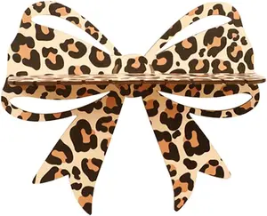 Butterfly Heart Crystal Shelf Decor Bow Crystal Shelf Display Wooden Wall Floating Shelves Leopard Bow 1Pcs for Stone Essential Oil Storage Witchy Home Rustic Decor (Small)
