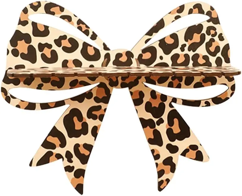Butterfly Heart Crystal Shelf Decor Bow Crystal Shelf Display Wooden Wall Floating Shelves Leopard Bow 1Pcs for Stone Essential Oil Storage Witchy Home Rustic Decor (Small)