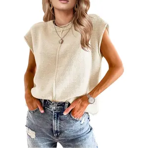 Womens Winter Fashion Sweater Tops 2025 Western Knit Business Casual Work Cap Sleeve Vest Cute Outfits Tops