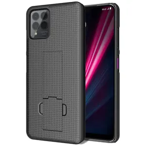 Case with Stand for T-Mobile REVVL 6X Pro 5G (2023) / REVVL 6 Pro 5G (2022), Nakedcellphone [Grid Texture] Slim Hard Shell Phone Protector Cover with Kickstand