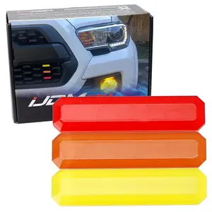 iJDMTOY Yellow/Orange/Red Retro Style 3-Color Stripe Grille Badge Sticker For 2016-23 Toyota Tacoma w/Pro Grille