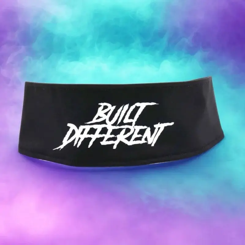 Built Different Brand Moisture Wicking Breathable Cooling Sweat Towel Headbands for Youth & Adults Black Design