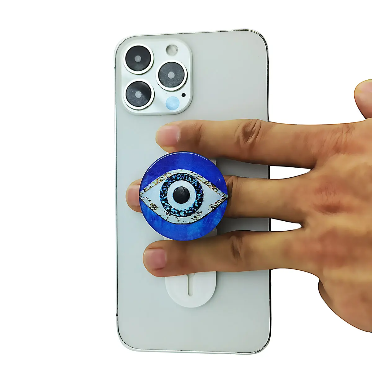 3D Blue Evil Eye Mobile Phone Grip, Cute Loop Finger Strap Holder Stand - Compatible with iPhone 17/16/15/14/13 Pro Max, Kindle, iPad & Tablets - Mobile Accessories with Easy Installation, Device Mount & Tripod Function