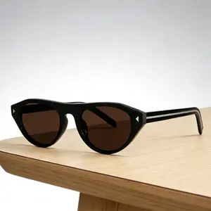 Retro Small Oval Sunglasses for Women Men Trendy Narrow Round Cateye Shades