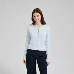 Women's Wide Ribbed Cardigan Sweater - A New Day Light Blue XXL
