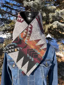 Western Wool Cowl Neck Warmer - Cowboy Bandana Scarf