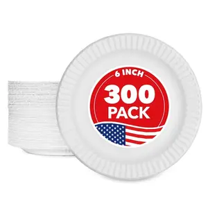 Stock Your Home 6-Inch Paper Plates Uncoated, Everyday Disposable Dessert Plates 6