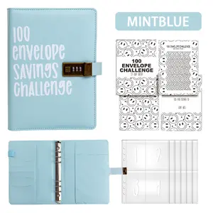 Combination Code Lock 100 Envelopes Money Saving Challenge Binder - Easy Savings Challenges for Office, Home & School - Modern Style with Cash Envelopes