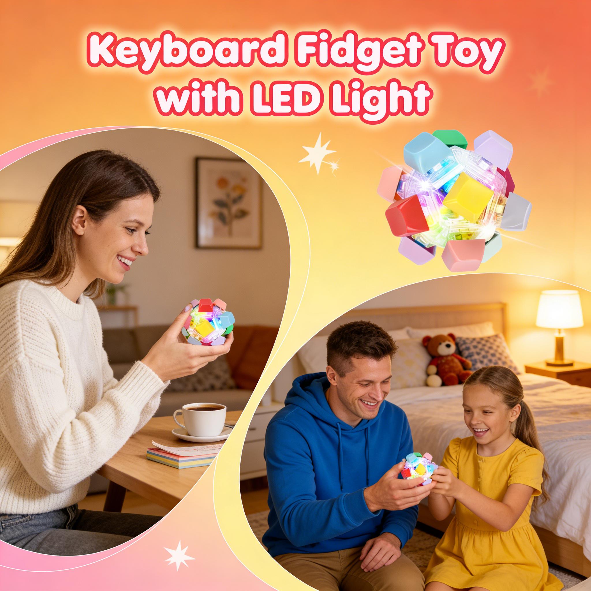 LED-Illuminated Keyboard Clicker – Sensory Fidget Toy for Stress Relief
