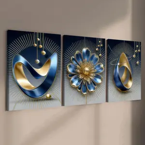 3-count wooden frame canvas, light luxury geometric art poster, Modern Abstract Design, abstract art decoration, modern high-end sense and entrance hall fashion poster, family living room decoration, suitable for corridor, bedroom wall, waterproof art