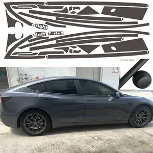 Ice Matte Black Chrome Delete Window Trims sticker For Tesla Model 3 2017-2025