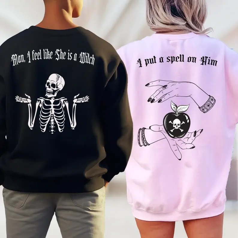 Matching Couples Outfits Cute Halloween Matching Sweatshirts, Cute Couple Halloween Sweater Spooky Halloween Couple Shirt, couple hoodie, couple shirt, couple sweatshirt, Fall Crewneck Boyfriend Girlfriend Gift