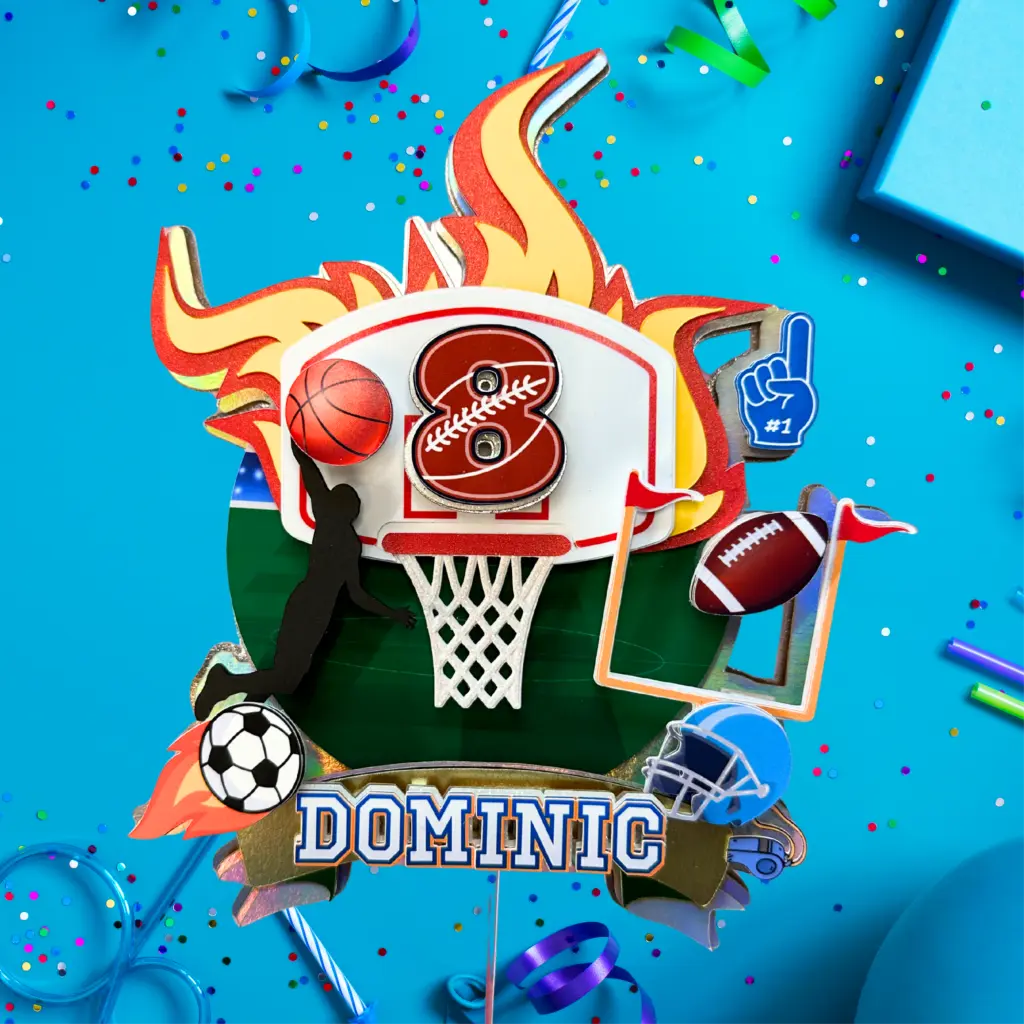 Sports Cake Topper: Basketball Football Soccer Birthday Party Decoration