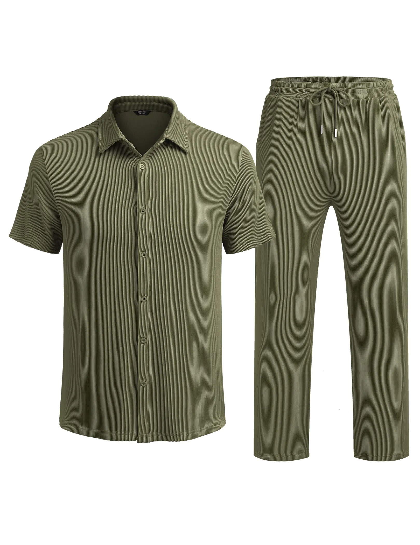 COOFANDY Men's 2-Piece Classic Menswear Outfit - Casual Stripe Short-Sleeve Button-Down Shirt & Loose Pants Set for Beach Summer, Fashion Clothes, Shortsleeve, Trouser
