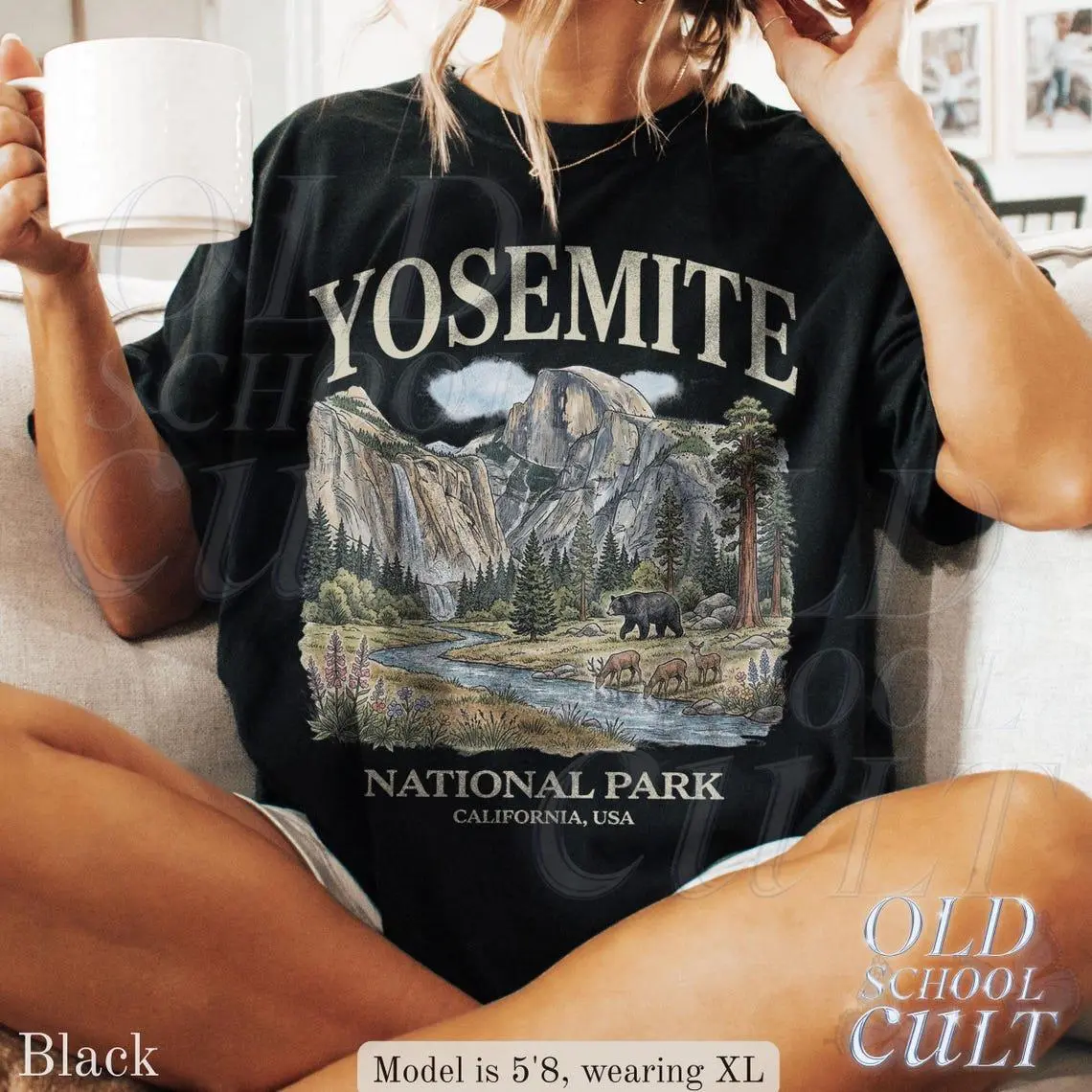 Yosemite National Park Vintage 90s Graphic T-Shirt, Retro Comfort Colors® California Wildlife Bear USA Unisex Tee