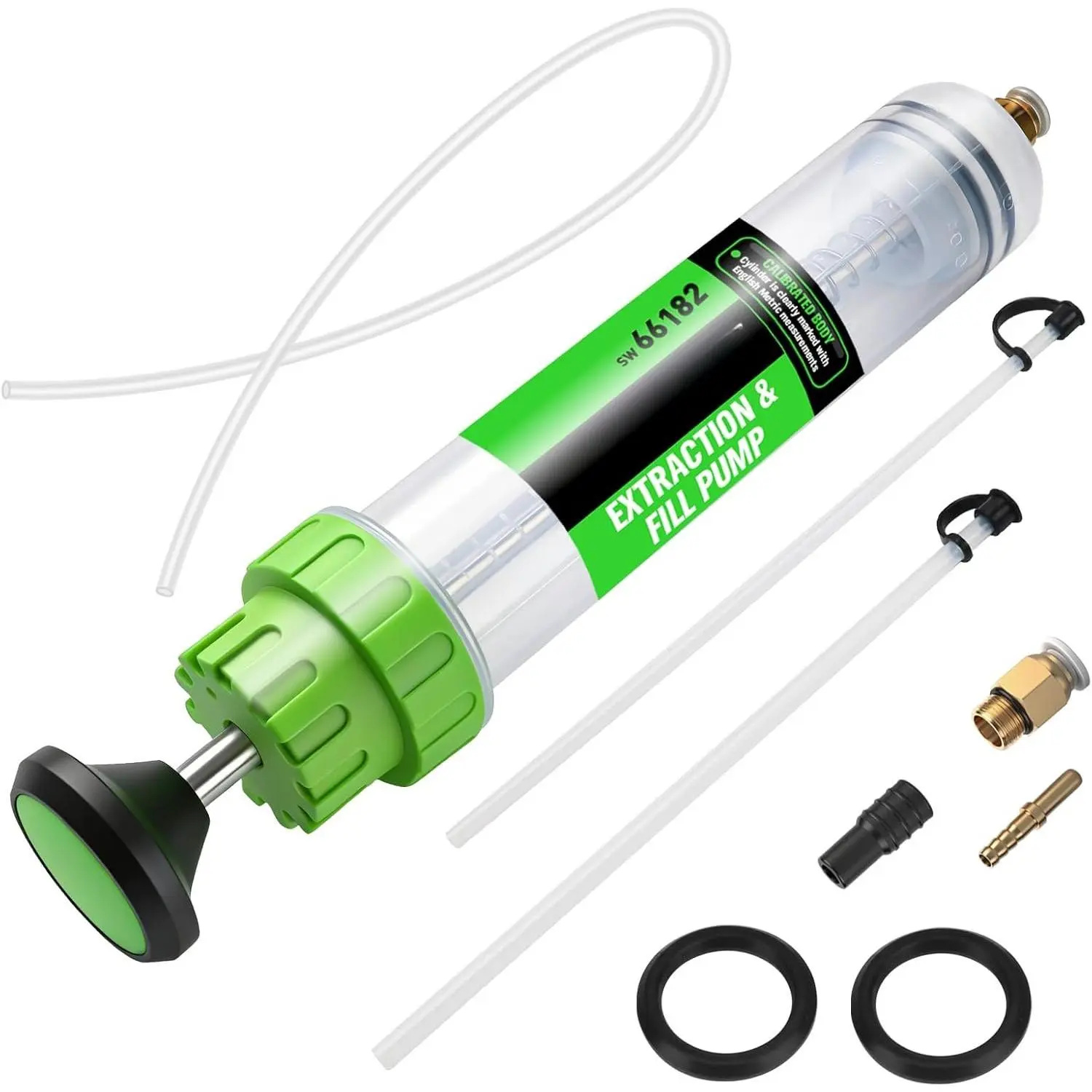 500cc Fluid Extractor & Fill Pump, Automotive Fluid Pump Extractor, Oil Change Pumps with 23'' Long Hose, 2 count 12'' Extension Tubes, Suction Pumps for Lawn Mowers