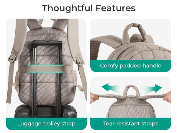 BAGSMART Quilted Laptop Backpack for Women–Regular Size with 32OZ Pockets Water-Resistant College & Travel Backpack, Fits 15.6”Laptop and Mini Size(11.4" × 8.2" × 4.3") Fits 9.7”Laptop TikTokShopHolidayHaul