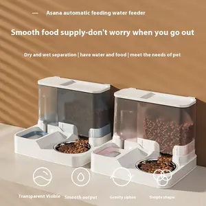 Automatic Feeding Water Feeder for Cats & Dogs Large Capacity Wet Dry Separation Gravity Grain Outlet 45 Slope Stainless Steel Bowl Essential Pet Accessories