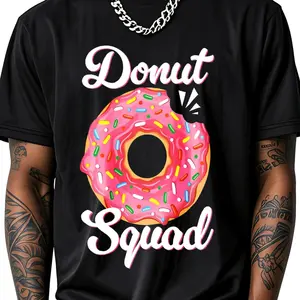 100% Cotton Donut Squad Pink Sprinkles Design T-Shirt Women Men Outdoor Casual Short Sleeve Comfortable And Versatile