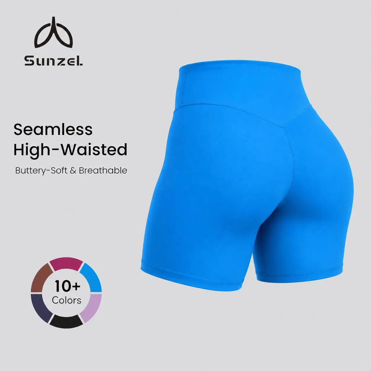 Sunzel 5" Buttery Soft High Waisted Biker Shorts for Women — No Front Seam Tummy Control Workout Shorts, Squat Proof Booty Lifting Yoga Shorts
