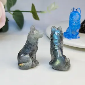 1pc Crystal Wolf, Carved Christmas Gift, Living Room Decoration, Home Creative Birthday Valentine's Day Pet Ornaments, Animal Ornaments