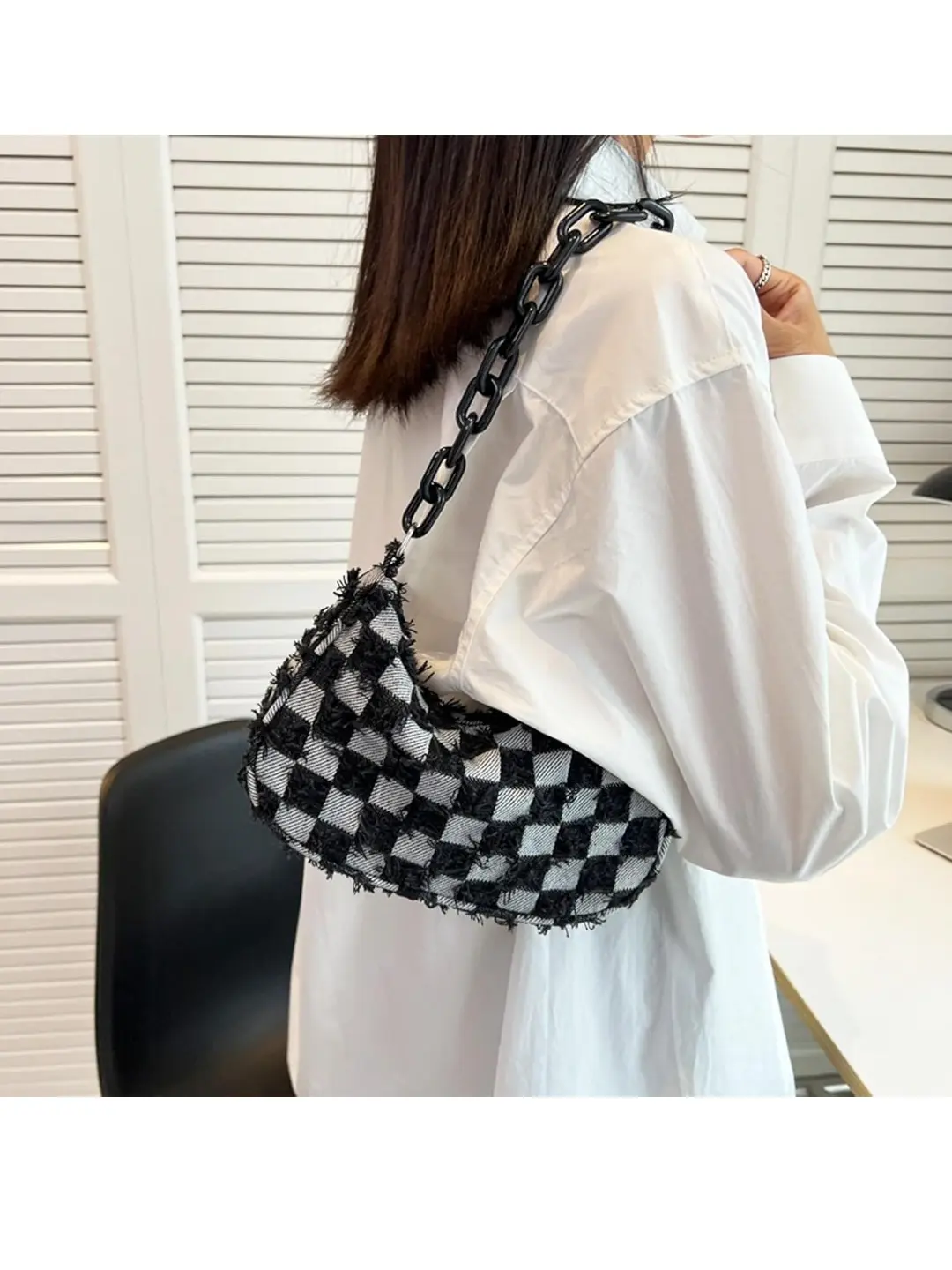 women's demin plaid shoulder  2 pieces small fashion