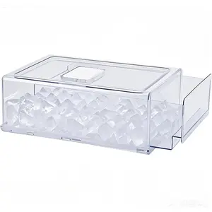 Stackable Refrigerator Organizers and Storage Bin with lid Large Food Ice Container with Pull Out Drawer for Freezer Kitchen Pantry Office Closet as Gift BPA Free