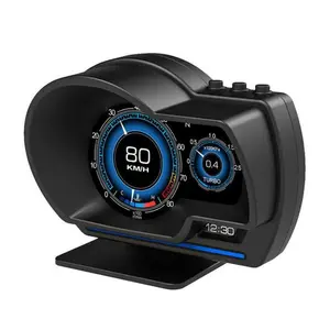 Car OBD2+GPS Head Up Digital Display Gauge Speedometer, Suitable for cars manufactured after 2008 that support OBD2, KM/H MPH with OBD Multifunctional LCD Ambient Light Multi-Function Display truck accessories