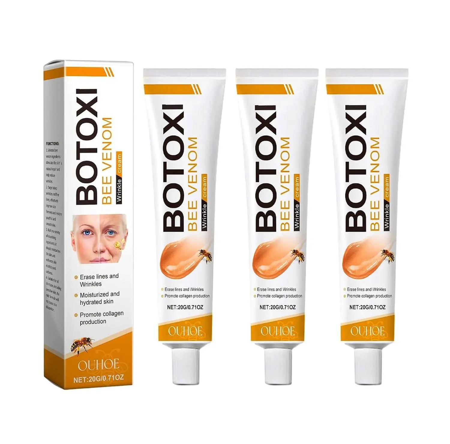 BotoxCream – BotoxBee Venom Skin Treatment Cream | Anti-Aging, Firming, Lifting, and Moisturizing Skin Cream for All Skin Types – Recovery and Anti-Wrinkle Care (yellow)