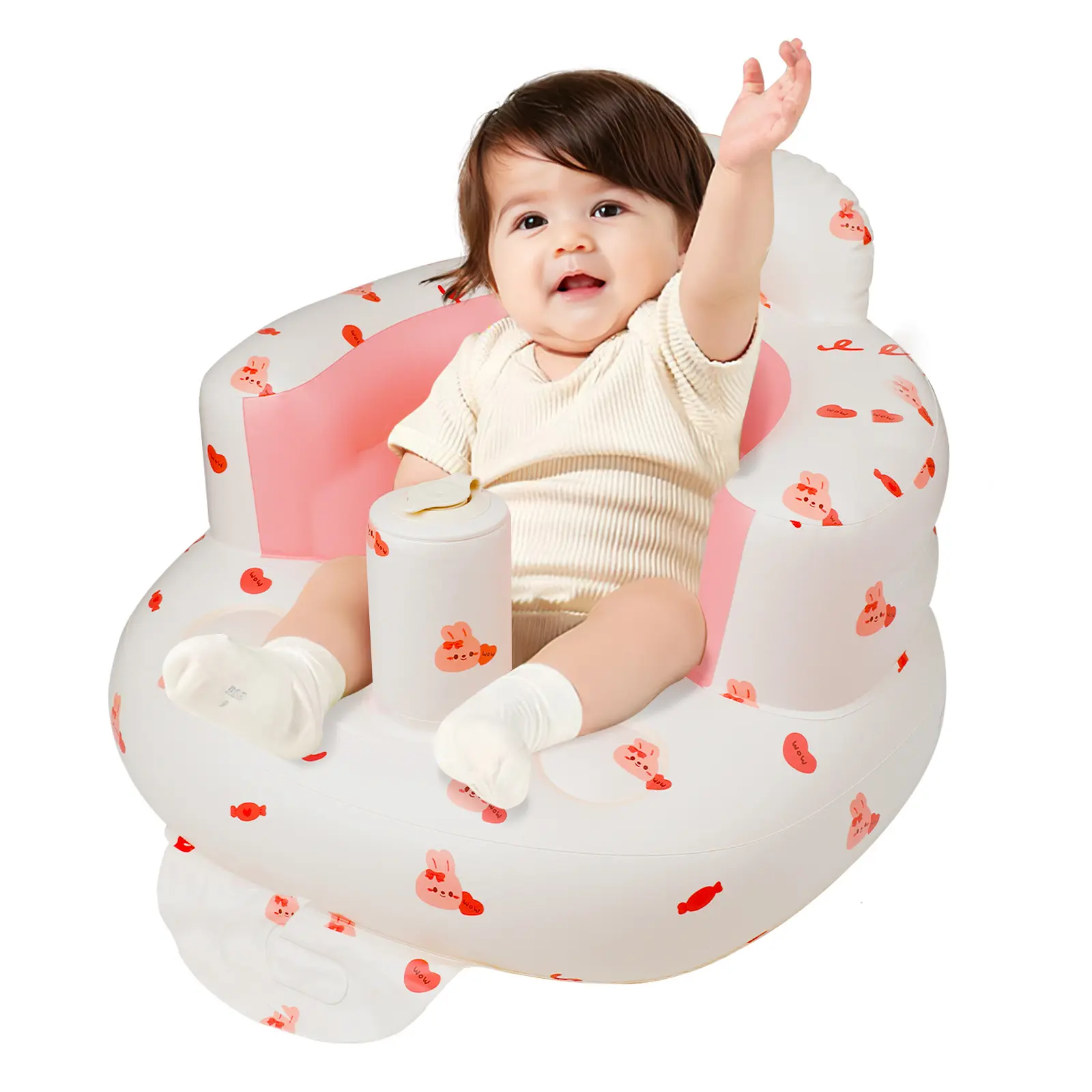 [Summer Sale Deals] Inflatable Baby Seat with Built-in Air Pump and Toddler Floor Seat (No Wheels)- Ages 3-36 Months, Baby Floor Seater Gifts, Thanksgiving, Christmas, New Year Gift(No wheels)
