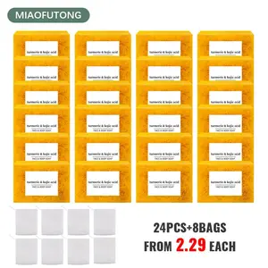 MIAOFUTONG Lemon Turmeric Kojic Acid Soap - Organic Smooth Body Care Cleanser for Radiant, Even-Toned Skin - Promotes Glowing, Daily Foam turmeric bar soap turmericsoap turmeric soap bar body wash turmeric kojic acid body hygiene products