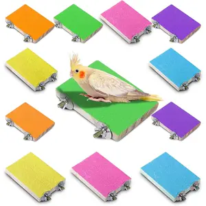 12 Pcs Bird Perch Stand Toy Wood Parrot Stand Platform Colorful Paw Grinding Playground Rat Bird Cage Accessories for Pet Parrot Cockatiels Lovebirds, 6 Colors