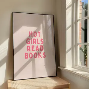 SWEENY Hot Girls Read Books Wall Art Print - Sassy Book Lover Pink Artwork - Bookish Quote Poster - BookTok Girlies