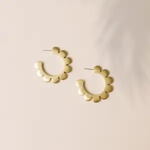 Gold Flower Outline Hoops