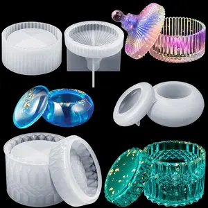 3 count  Jar Mould with   Storage Box Mould  Box Epoxy  Mold   Crown Jar Mold for DIY Crafts  Trinket Container Soap Candle Trinket Making
