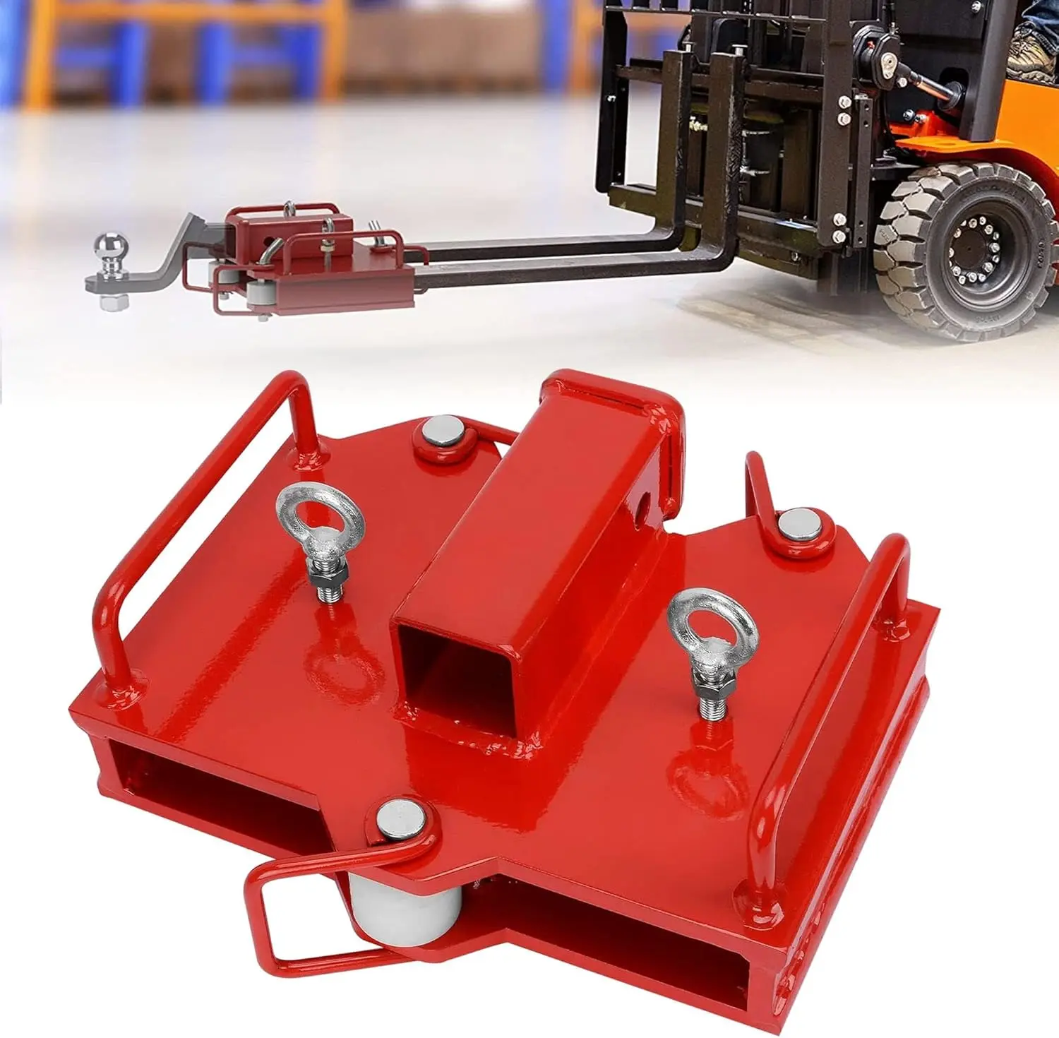 YITAMOTOR 2'' Forklift Trailer Hitch Receiver for Dual Pallet Forks, 6500lbs Towing Capacity Forklift Tow Hitch Attachment Adapter for 2'' Class III & IV Inserts