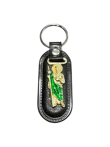 Llavero San Judas Leather Keychain