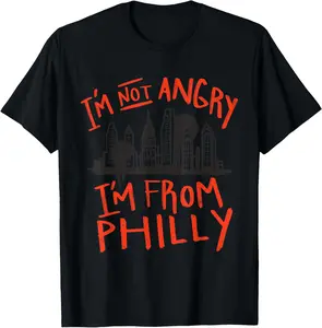 100%cotton I'm Not Angry, I'm From Philly T-Shirt Menswear Top