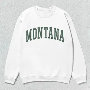 Montana Sweatshirt Collegiate Crewneck Sweater Unisex Sage Green Distressed