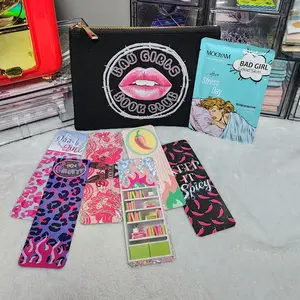 I Flockin' Spicy Books Mini Giftset- Comes in two options Pencil Bag or Large Book Review Notepad, 3 bookmarks with 6 total designs (front and back) and hydrating face mask