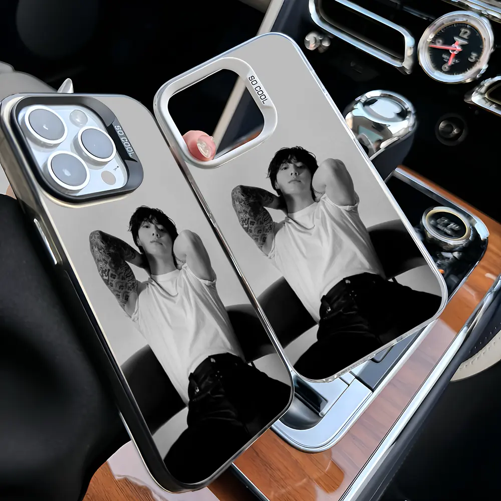 Jungkook Fans IMD Material Cellphone Case - Silver EPC Mobile Phone Accessory with Protection for iPhone 16,15,14,13,12,11 Pro Max Plus