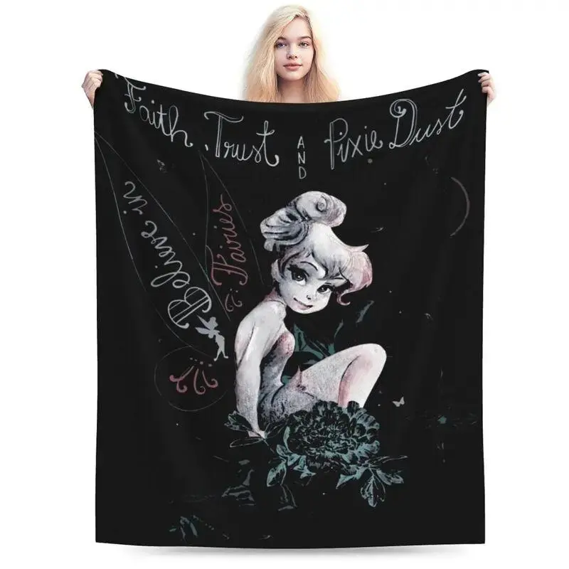 Peter Pan & Tinkerbell Forest Fairies Character Graphic Fantasy Character Blanket - Silk-Touch Lightweight Flannel Cozy Throw, 50"x40", Decorative Bedding Gift, Character Graphic Blankets, Fantasy Character Blankets