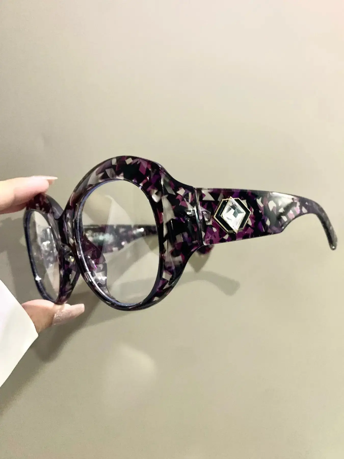 Large Frame Glasses, Fashion Elegant Trend Eyeglasses, Metal Hinged Frame Legs with Diamonds Decorative Eyewear for Women, High Quality Eyeglasses, Stylish Eyeglass, Fashion Frames, Stylish Trendy Eyewear, Fashionable Frames Glasses