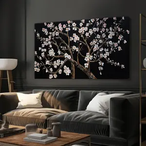 Framed Canvas Wall Art Decor Black and White Wall Art Pictures For Living Room Tree of Life Wall Art Decorations Canvas Art Wall Decor Flowers Artwork for Walls Bedroom Home Aesthetic Wall Decor 32" x 16"