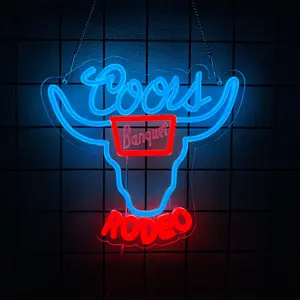 Beer Neon Sign Western Rodeo Neon Light Signs for Wall Decor Cowboy Neon Sign for Man Cave Home Bar Beer Club Pub Bistro