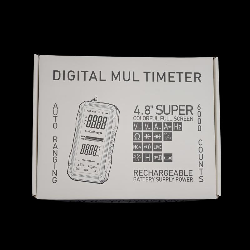 ADESKE 6000 Counts Smart Digital Multimeter – USB Rechargeable, Large Backlit Screen for Voltage/Resistance/Temp, NCV Non-Contact Detection, DIY Electrician Tool Kit – Portable & Professional