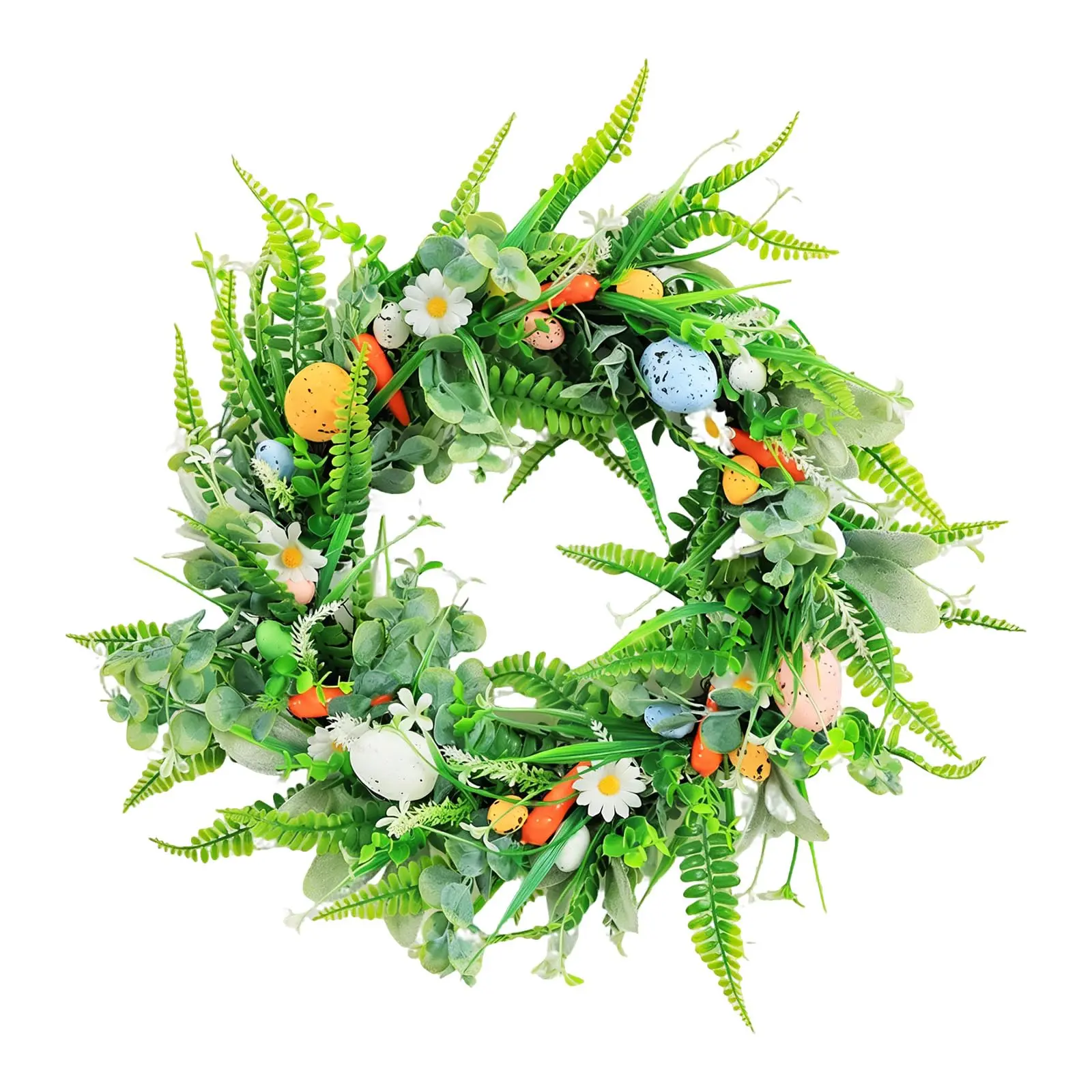 18 Inch Easter Wreath for Front Door, Artificial Egg Wreath with Flowers and Green Leaves, Spring Floral Wreath for Indoor Outdoor Home Decor, 45cm length lock patio sectional pe rattan waterproof cover 3-piece furniture summer gatherings