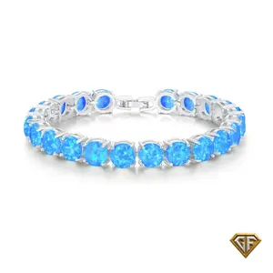 Solid 925 Silver Ethiopian Blue Opal Tennis Bracelet - Perfect Birthday or Anniversary Gift - October Birthstone - Opal Jewelry - Unisex Gift
