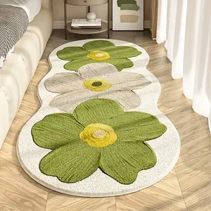 1 piece of flower shape pattern carpet, Living room rug, long bedside carpet, soft and comfortable furry, thickened bedroom floor mat, bay window mat decoration, suitable for living room bedroom decoration area