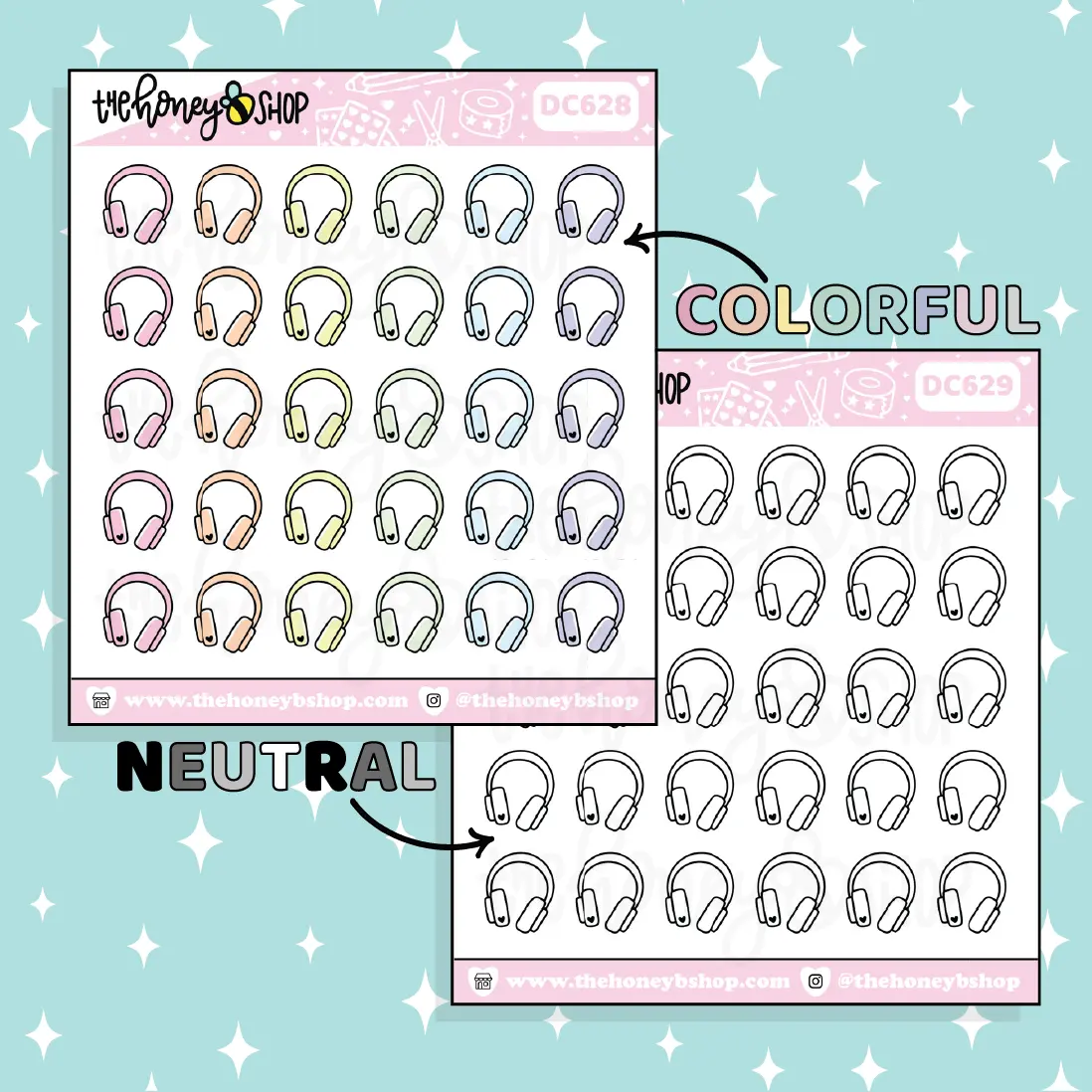 Headphone Icon Doodle Sticker | Choose Your Color Option!